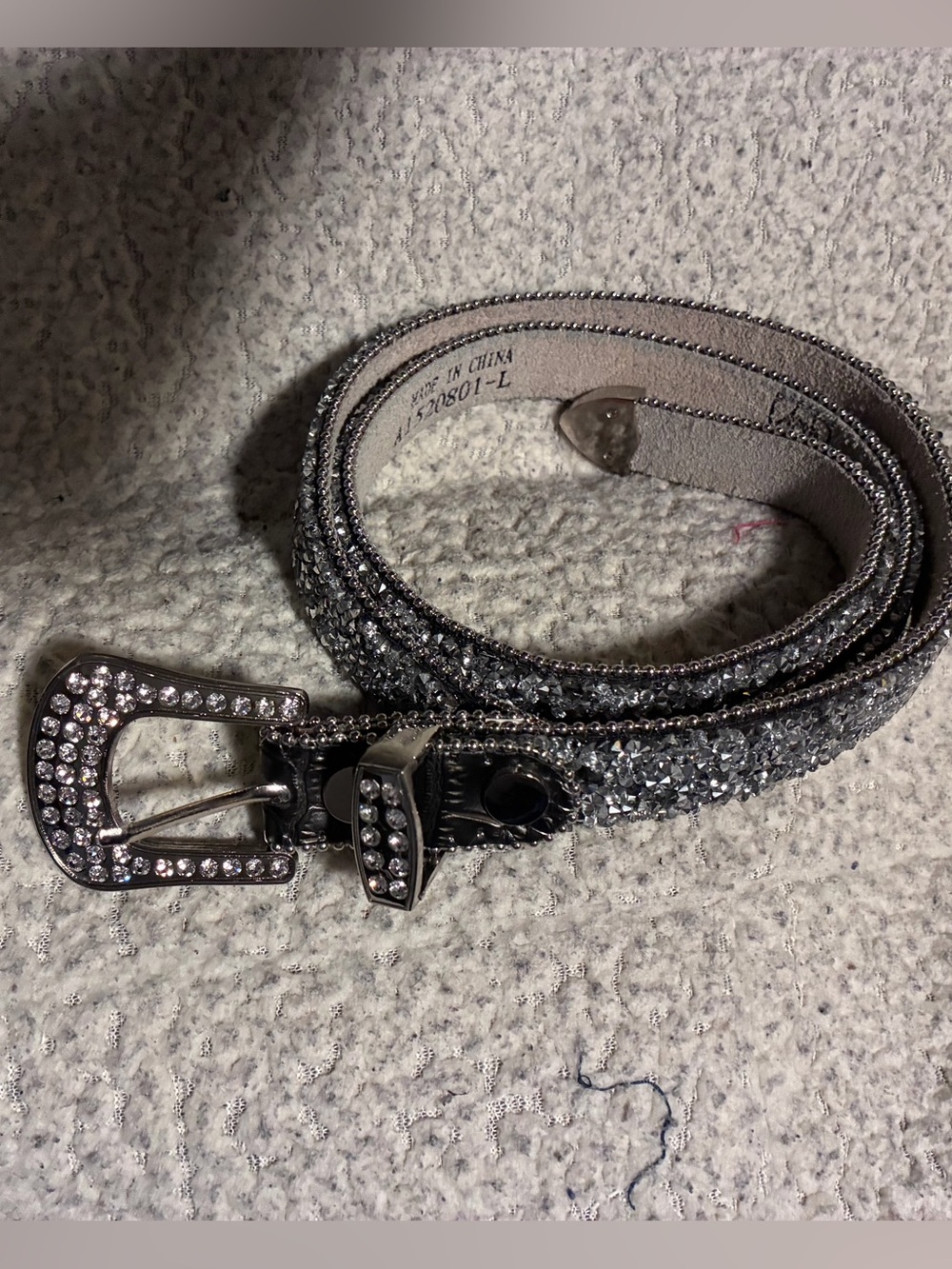 Ariat Silver Crystal-Embellished Women's Belt, size large, genuine leather